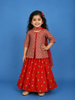 Orange Leaf Motif Sequins Design Georgette Kids Lehenga