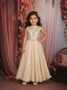 Creamy Beige Sequins and Beads Embroidered Design Crepe Kids Palazzo Suit
