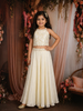 Rich Cream Heavy Sequins and Beads Embroidered Design Crepe Kids Palazzo Suit