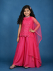 Pink Mirror Work Georgette Kids Palazzo Suit with Dupatta