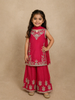Queen Pink Floral Thread and Beads Embroidered Design Georgette Kids Palazzo Suit