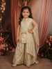 Soft Ivory Floral Zari Embroidered Design Tissue Kids Palazzo Suit with Dupatta