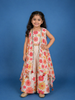 Ivory Floral Printed Kids Palazzo Suit With Cape Jacket