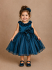 Peacock Blue Net Ball Gown Adorned with 3D Flowers