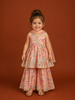 Light Peach Georgette Palazzo Salwar Suit Adorned with Floral Prints and paired with Dupatta