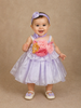Lilac Floral Embellished Satin Organza Party Frock With Oversized Rosette Design