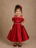 Red Pink Satin Gown Adorned with Attached 3D Butterflies