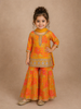 Mustard Yellow Georgette Sharara Suit with Floral Prints and Embroidery, paired with Dupatta
