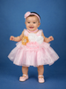 Pink Floral Embellished Satin Organza Party Frock With Oversized Rosette Design