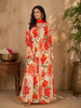 Cream Floral Printed and Embroidery Gown