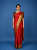 Red Peacock Woven Pure Kanchipuram Silk Saree With Zari Border