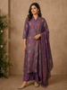 Plum Purple Floral Printed Cotton Salwar Suit