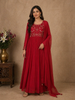 Red Embroidered Design Georgette Gown
