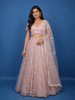 Dusty Blush Pink Floral And Sequins Embroidered Net Lehenga for Bridesmaids