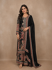 Black Floral Designed Semi Silk Palazzo Salwar Suit