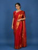 Red Floral Woven Pure Kanchipuram Silk Saree With Zari Border