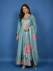 Sea Green Floral Digital Print with Embroidery Georgette Salwar Suit
