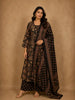Classic Black Floral Printed Design Cotton Salwar Suit with Dupatta