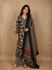 Classic Black Floral Printed Design Cotton Salwar Suit with Dupatta