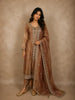 Antique Gold Brown Floral Zari Embroidered Design Tissue Organza Salwar Suit with Dupatta