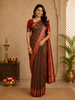 Red & Green Floral Design Banarasi Silk Saree