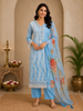 Sky Blue Floral Designed Cotton Salwar Suit