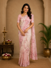 Blush Pink Floral Design Printed Chiffon Saree