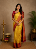 Yellow Floral Brocade Woven Pure Kanchipuram Silk Saree