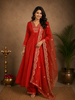Orange Sequins Embroidered Cotton Palazzo Salwar Suit