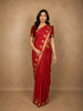 Dark Pink Floral Stripes Woven Design Pure Kanchipuram Silk Saree with Zari Border