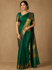 Bottle Green Striped Designed Silk Saree