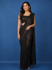 Black Sequin Embellished Pre-Draped Georgette Saree with Sleeveless Blouse