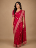 Queen Pink Floral Design Embroidered Georgette Saree