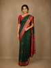Bottle Green Floral Design Silk Saree