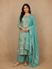 Green Floral Prints Cotton Straight Cut Salwar Suit