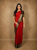 Dark Pink Butta Zari Woven Design Pure Kanchipuram Silk Saree with Varisai Pettu Zari Border