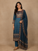 Crystal Teal  Floral Printed Synthetic Salwar Suit