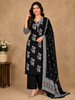 Black Floral Designed Cotton Salwar Suit