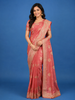 Metallic Rose Floral Zari Sequin Embellishment Organza Saree