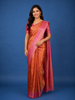 Copper Orange Floral Design Zari Woven Soft Silk Saree