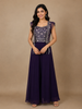 Deep Purple Floral Design Georgette Palazzo Salwar Suit