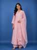 Pink Floral Embroidered Cotton Anarkali Salwar Suit With Dupatta
