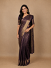 Navy Blue Floral Woven Pure Kanchipuram Silk Saree With Zari Border