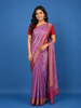 Orchid Purple Floral & Leaf Designed Silk Saree