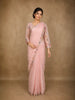 Blush Peach Floral Sequins Embroidered Design Satin Designer Saree with Blouse