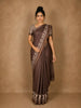Coffee Brown Striped Design Semi Tussar Silk Saree with Elephant Pattern Zari Border