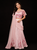 Light Pink Chiffon Ready to Wear Saree with Floral Prints on the Body Paired with Designer Blouse