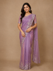 Lavender Embellished Design Organza Saree