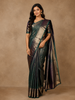 Peacock Blue Floral Woven Pure Kanchipuram Silk Saree