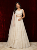 Ivory Silk Bridal Lehenga with Sequins Beads Waist Belt